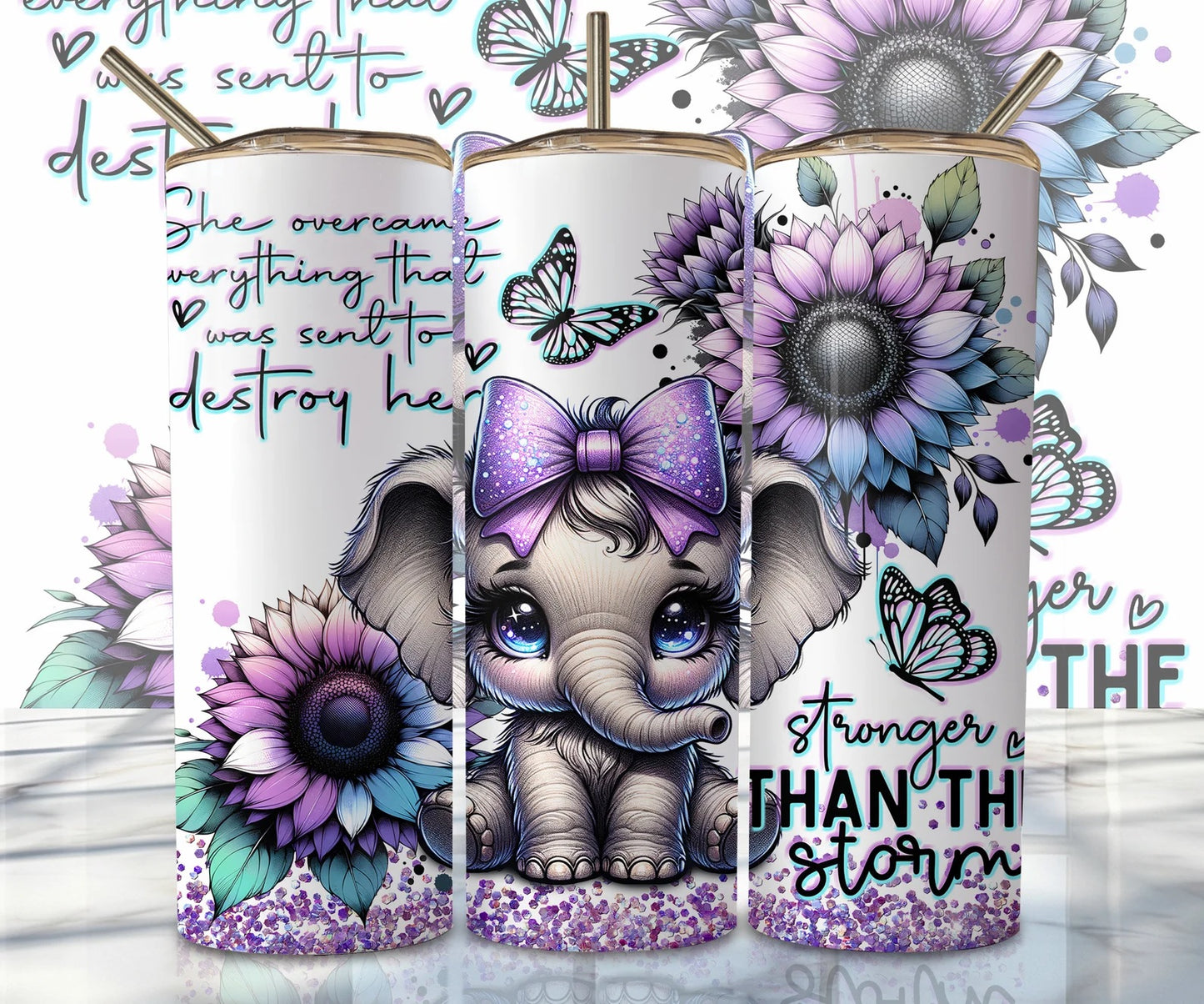 20oz Skinny Elephant Affirmation Tumbler