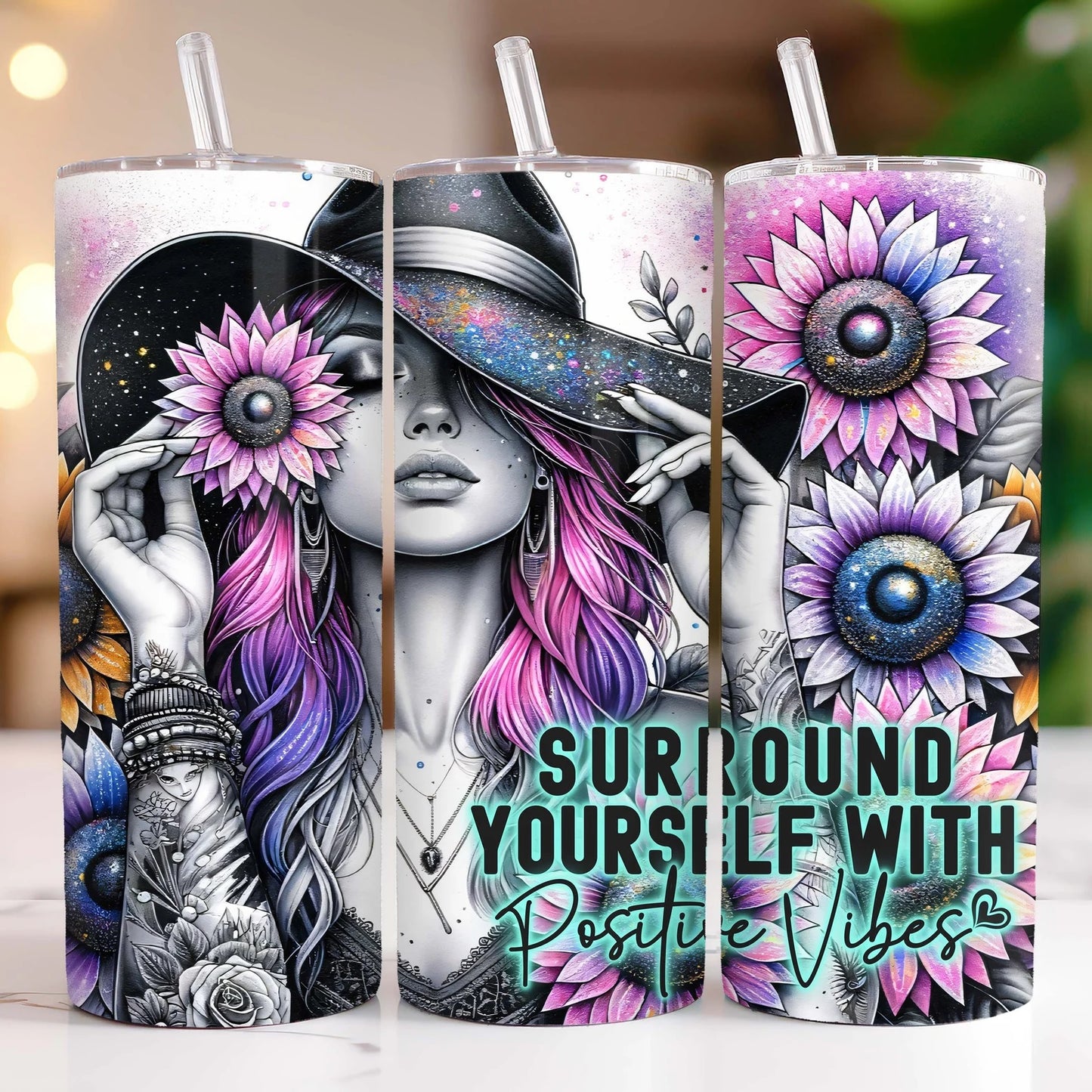20oz Skinny "Positive Vibes" Tumbler