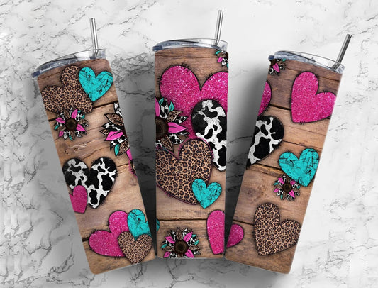 20oz Skinny Western Hearts Tumbler